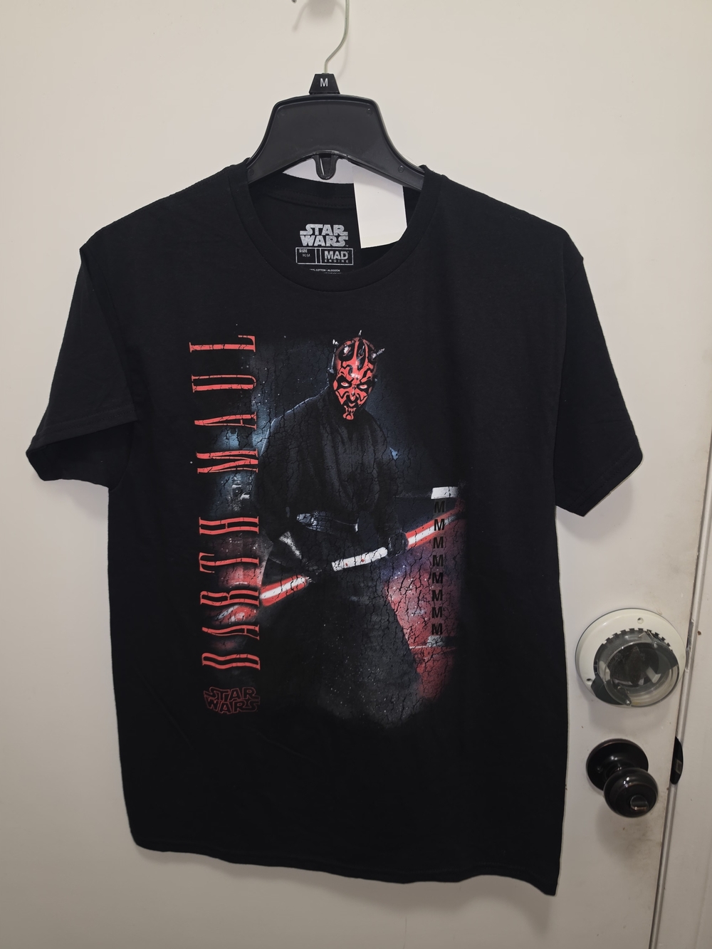 MAD Engine Star Wars Black Darth Maul Graphic Tee with Red Accents